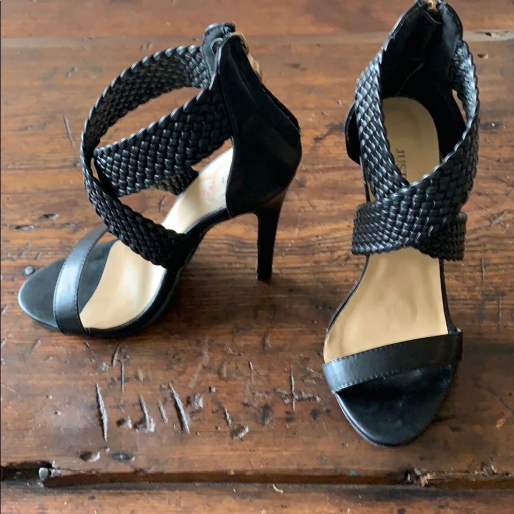 Black straps heels